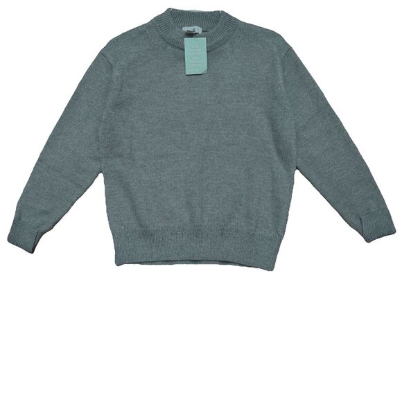H&M Women's Mock Neck Sweater Size M Gray Green Wool Blend Pullover Knit NWT - Picture 1 of 8